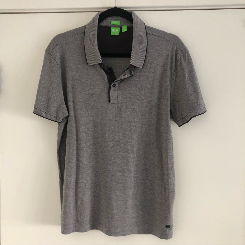 Hugo Boss Grey Cotton Polo Shirt - Size L